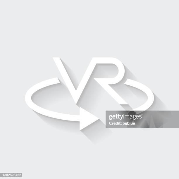 vr - virtual reality. icon with long shadow on blank background - flat design - full circle tour stock illustrations