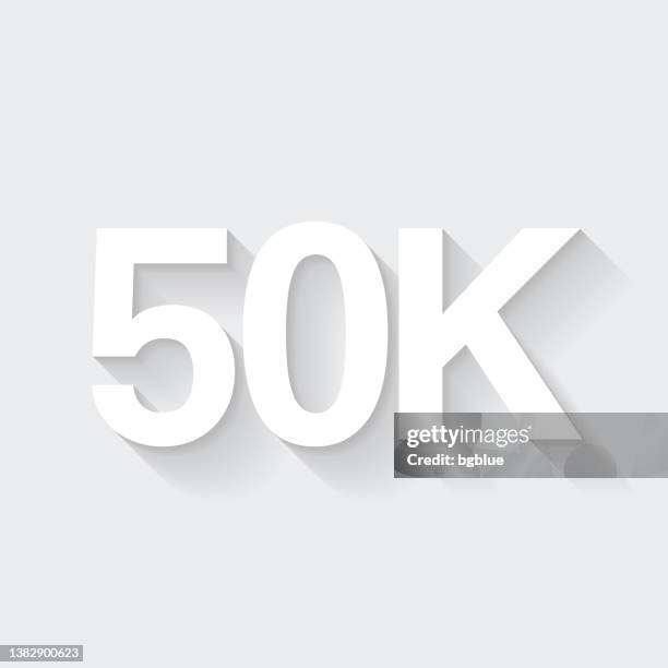 50k, 50000 - fifty thousand. icon with long shadow on blank background - flat design - 1000 stock illustrations