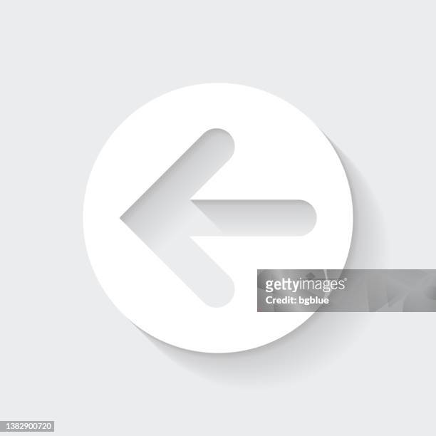 left arrow button. icon with long shadow on blank background - flat design - former stock illustrations