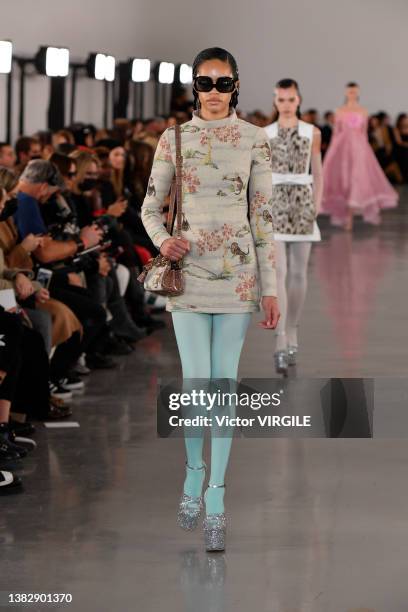 Model walks the runway during the Giambattista Valli Ready to Wear Fall/Winter 2022-2023 fashion show as part of the Paris Fashion Week on March 7,...