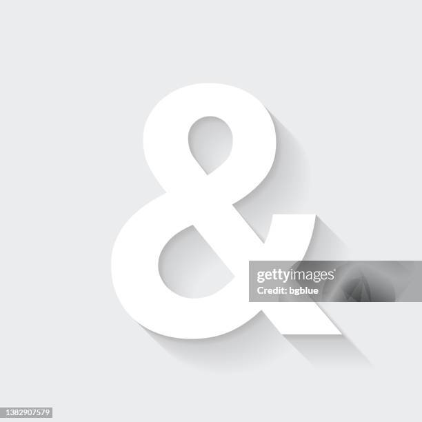 ampersand symbol. icon with long shadow on blank background - flat design - ampersand stock illustrations