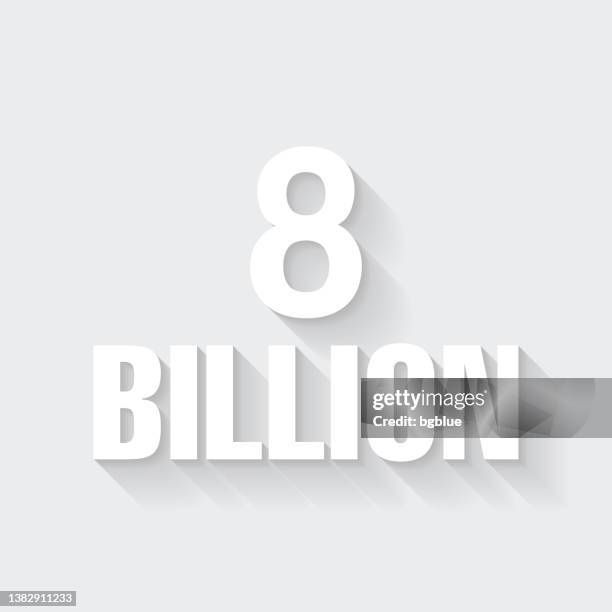 8 billion. icon with long shadow on blank background - flat design - 3d number 8 stock illustrations