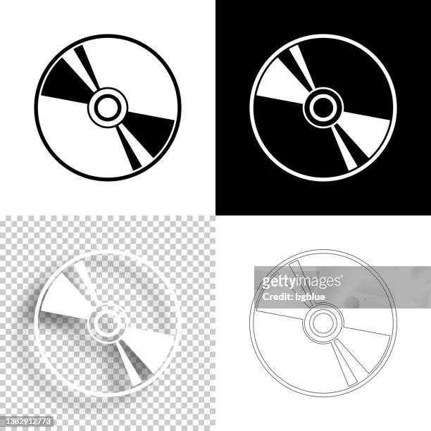 cd or dvd. icon for design. blank, white and black backgrounds - line icon - white rom stock illustrations