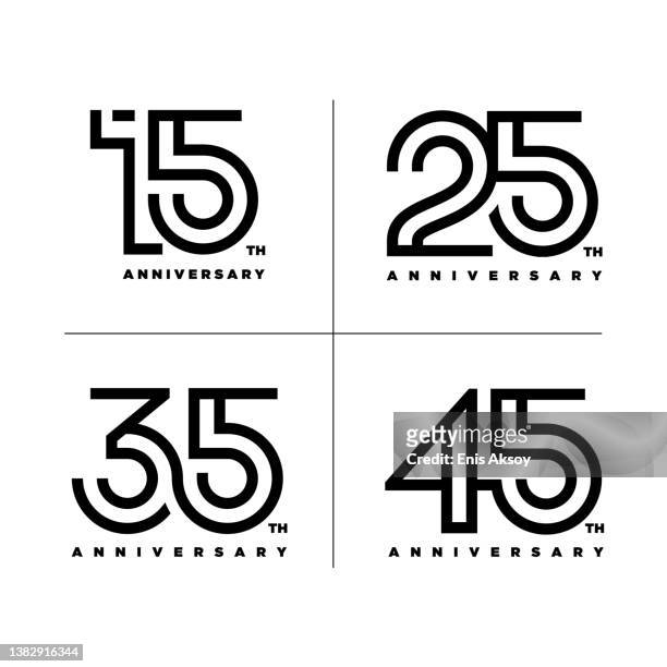ilustrações de stock, clip art, desenhos animados e ícones de anniversary logotype design - number 25