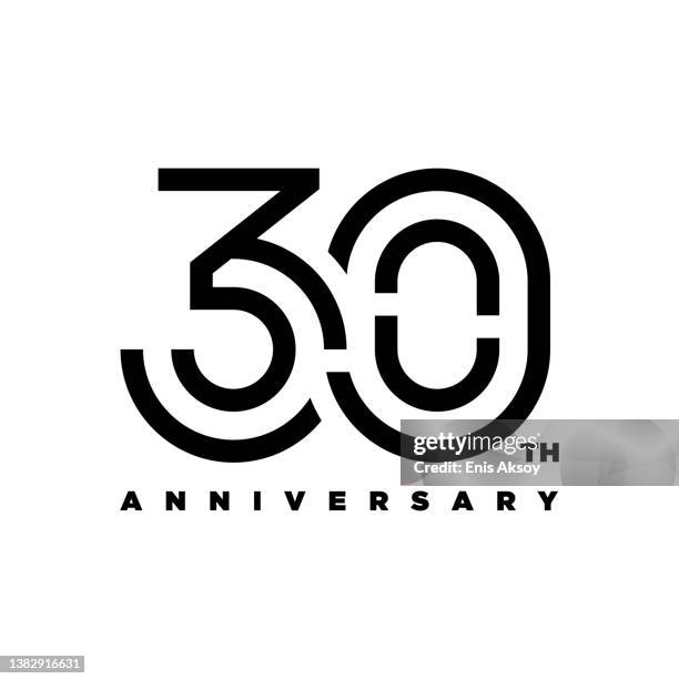 ilustrações de stock, clip art, desenhos animados e ícones de 30th anniversary logotype design - número 30