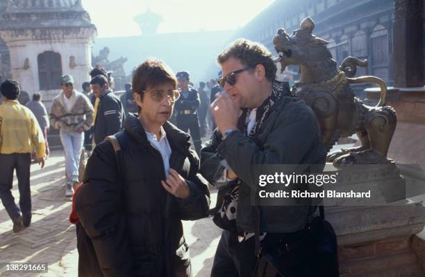 Producer Jeremy Thomas on the set of the film 'Little Buddha', circa 1992.