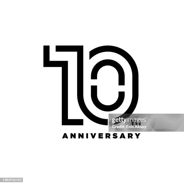 10-jähriges jubiläum logotype design - 10th anniversary stock-grafiken, -clipart, -cartoons und -symbole