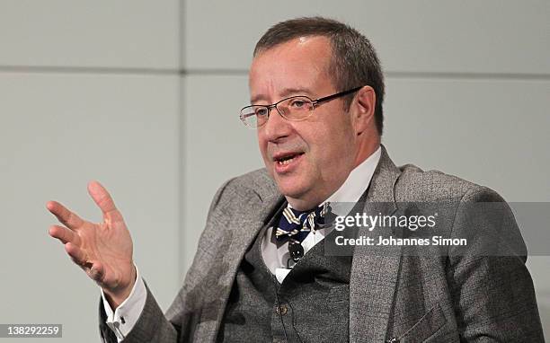 Thomas Ilves, President of Estonia, participates in a panel discussion during day 3 of the 48th Munich Security Conference at Hotel Bayerischer Hof...