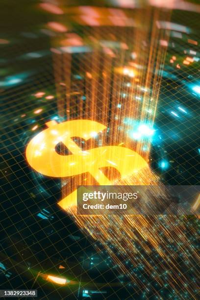 digital work of currency symbol transfer or cryptocurrency mining - investment concept stock pictures, royalty-free photos & images