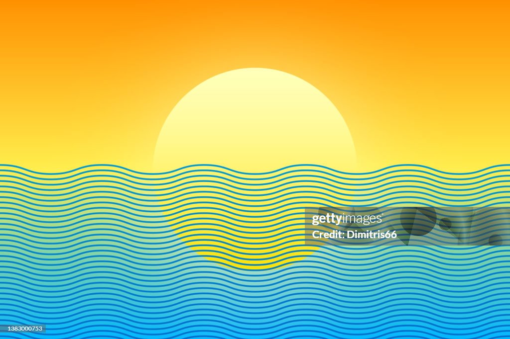 Sun and sea stylised waves