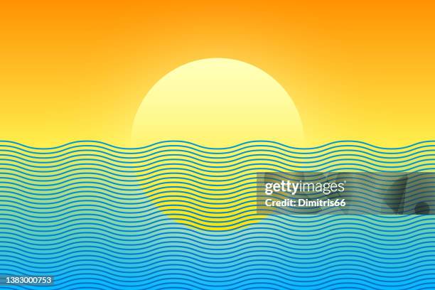 sun and sea stylised waves - tranquility 幅插畫檔、美工圖案、卡�通及圖標