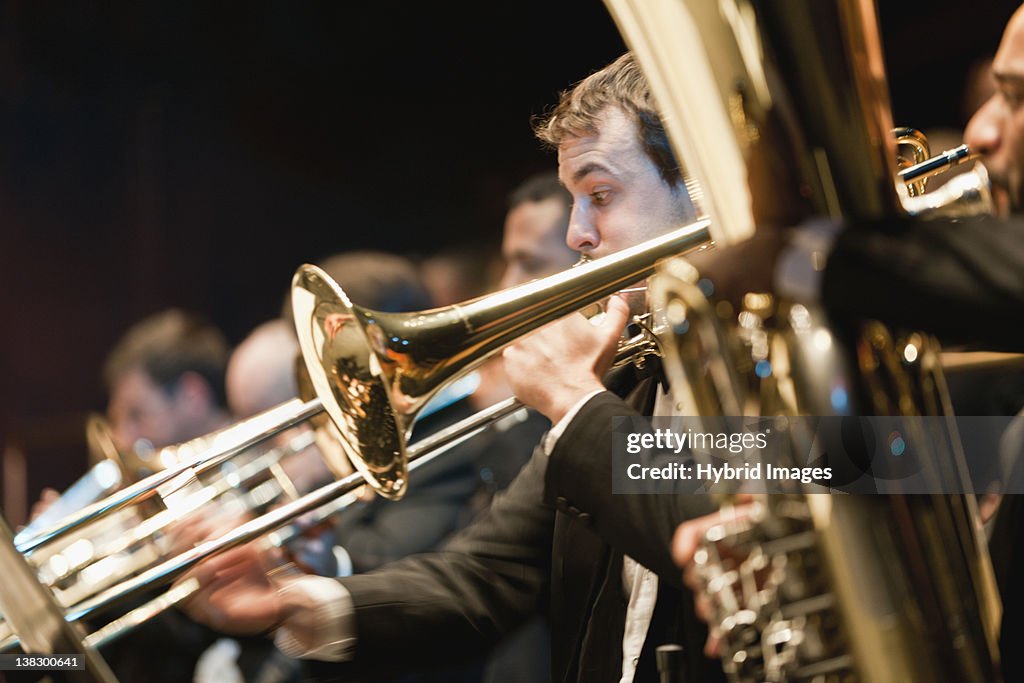 Brass section in orchestra