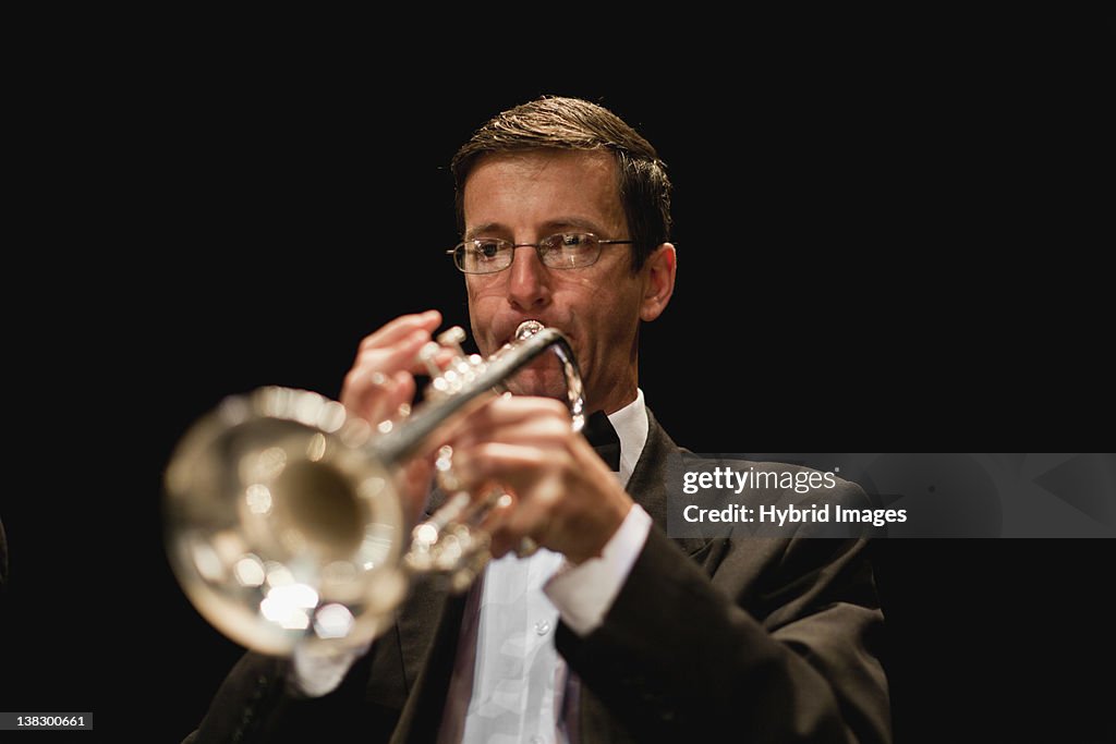 Trumpet player in orchestra