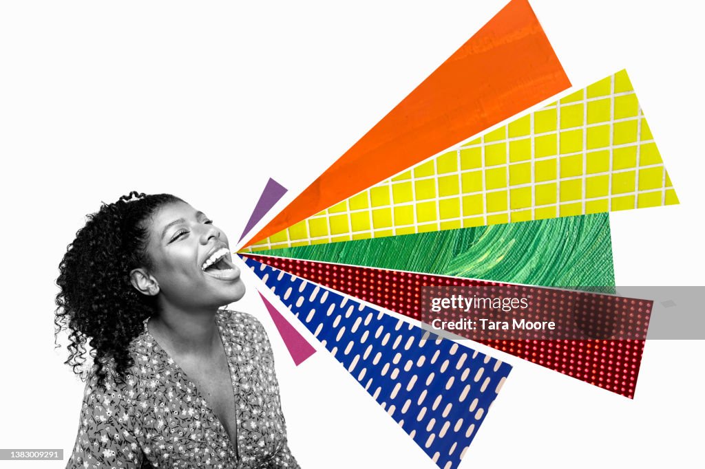 Young woman talking with copy space