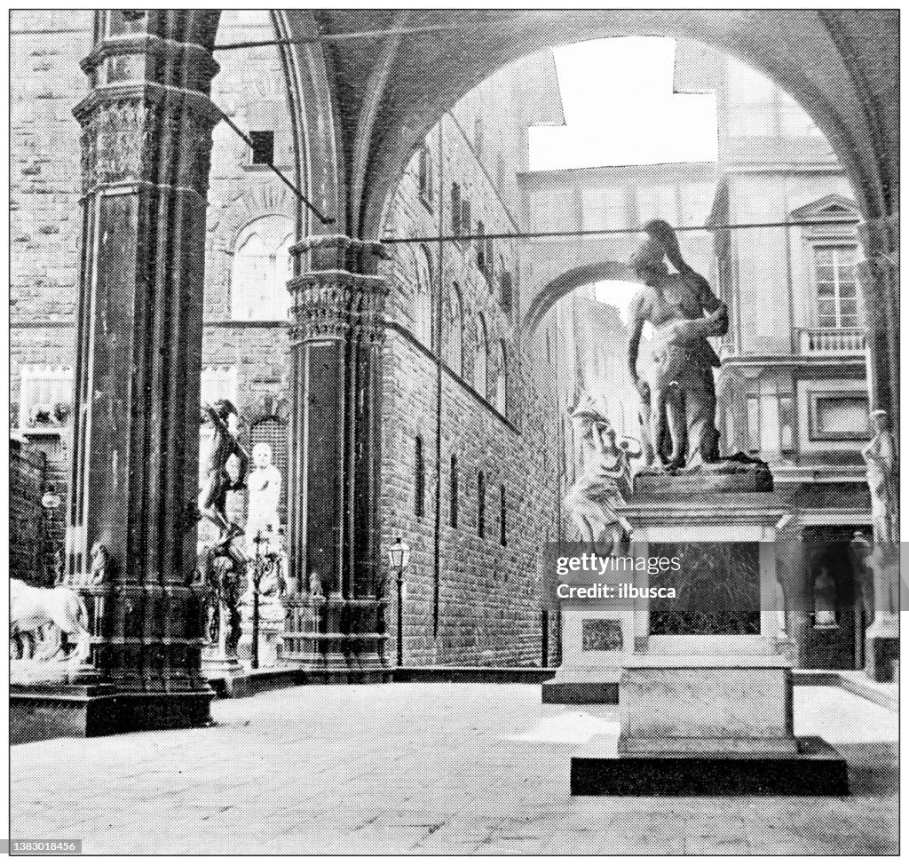 Antique travel photographs of Florence and Tuscany: Loggia dei Lanzi (Loggia della Signoria)
