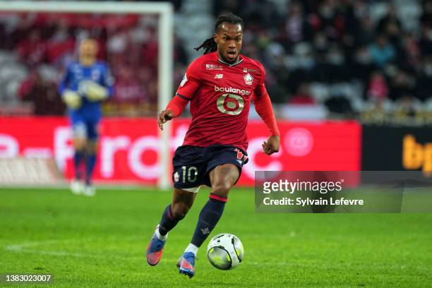 Renato Sanches of Lille OSC in action during the Ligue 1 Uber Eats match between Lille OSC and Clermont Foot at Stade Pierre Mauroy on March 6, 2022...