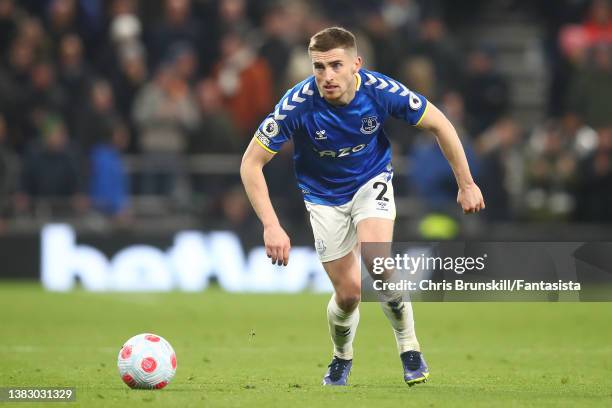 Jonjoe Kenny of Everton in action during the Premier League match between Tottenham Hotspur and Everton at Tottenham Hotspur Stadium on March 07,...