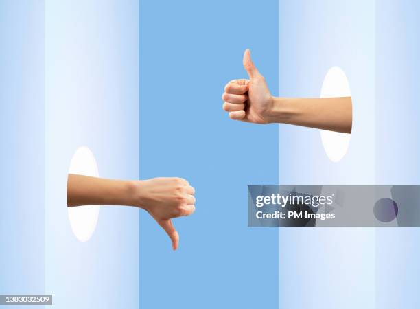 thumb up one thumb down - accessibility awareness stock pictures, royalty-free photos & images