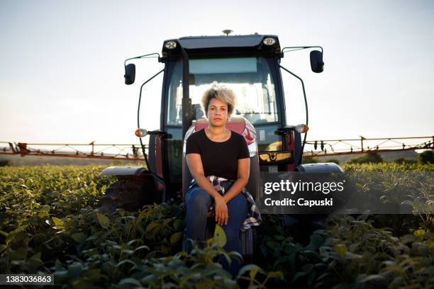 agriculteur assis à l’extérieur d’une moissonneuse-batteuse dans le champ - champs tracteur photos et images de collection