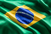 Waving flag of Brasil. National symbol of country and state.