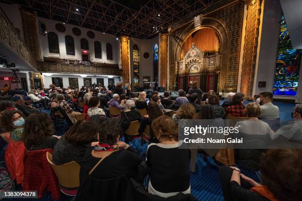 People attend a concert at B'nai Jeshurun synagogue on the upper west side on March 06, 2022 in New York City.