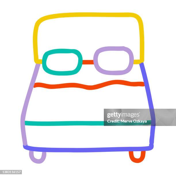 hand drawn double bed icon - cushion isolated stock illustrations