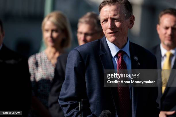 Rep. Paul Gosar speaks at a press conference, alongside members of the Second Amendment Caucus, outside the U.S. Capitol Building on March 08, 2022...