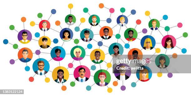 vector illustration of an abstract scheme, which contains people icons. - ethnicity stock illustrations