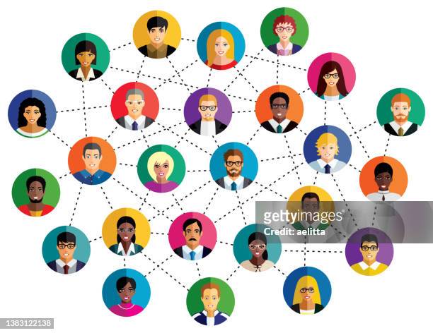 stockillustraties, clipart, cartoons en iconen met vector illustration of an abstract scheme, which contains people icons. - finance infographic