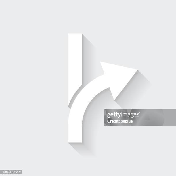 arrow changing direction. icon with long shadow on blank background - flat design - exit strategy stock illustrations