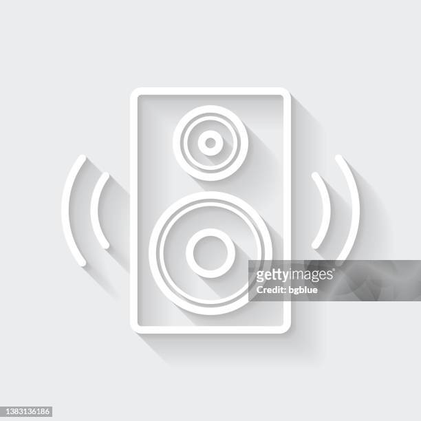 speaker. icon with long shadow on blank background - flat design - hi fi stock illustrations