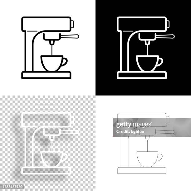 coffee machine. icon for design. blank, white and black backgrounds - line icon - making espresso stock illustrations