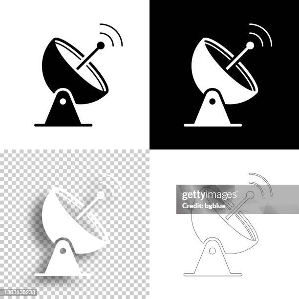 parabolantenne. icon für design. leere, weiße und schwarze hintergründe - liniensymbol - antenne freisteller stock-grafiken, -clipart, -cartoons und -symbole