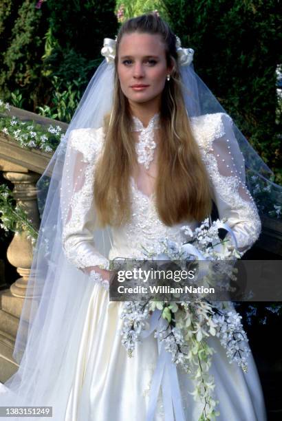 American actress and director Robin Wright , of the American television soap opera "Santa Barbara", poses for a portrait during her wedding to Ross...