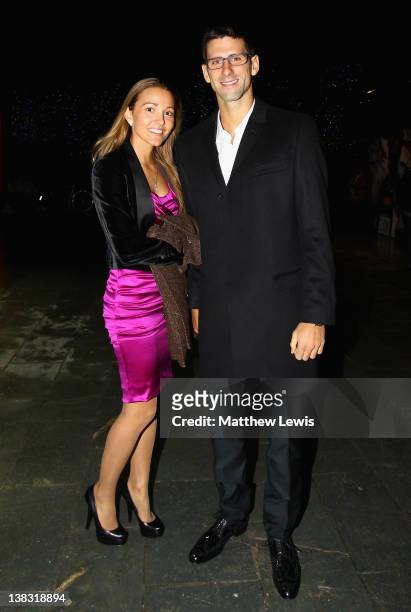 Tennis player Novak Djokovic and Jelena Ristic attend the Laureus Welcome Party as part of the Laureus World Sports Awards 2012 at the OXO Tower on...