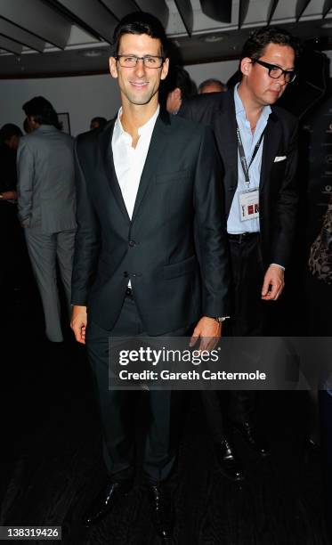 Tennis player Novak Djokovic attends the Laureus Welcome Party as part of the Laureus World Sports Awards 2012 at the OXO Tower on February 5, 2012...