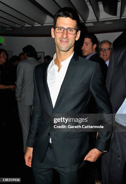 Tennis player Novak Djokovic attends the Laureus Welcome Party as part of the Laureus World Sports Awards 2012 at the OXO Tower on February 5, 2012...