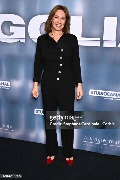 Emmanuelle Bercot attends the "Goliath" premiere at Cinema UGC Normandie on March 08, 2022 in Paris, France.