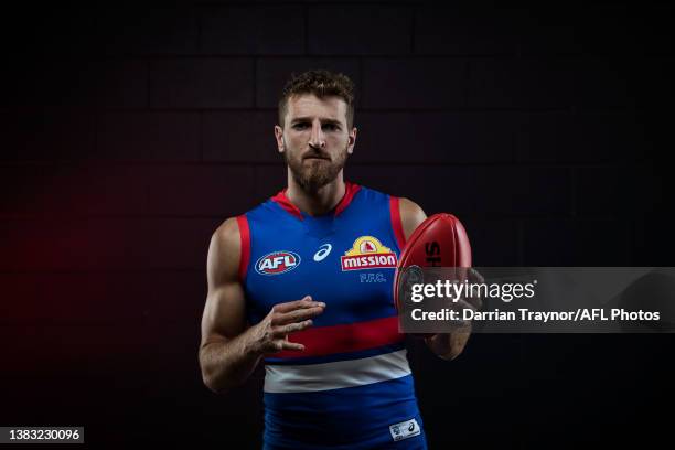 Marcus Bontempelli of the Bulldogs poses for a PHOTO during 2022 AFL Premiership Captain's Day at Marvel Stadium on March 09, 2022 in Melbourne,...