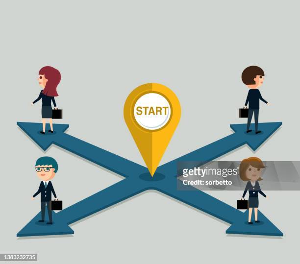 different directions - career path stock illustrations