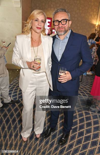 Janine Schneider-Marsan and Eddie Marsan attend The South Bank Sky Arts Awards 2023 at The Savoy Hotel on July 2, 2023 in London, England.