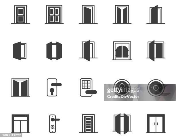 stockillustraties, clipart, cartoons en iconen met door vector set - deurkozijn