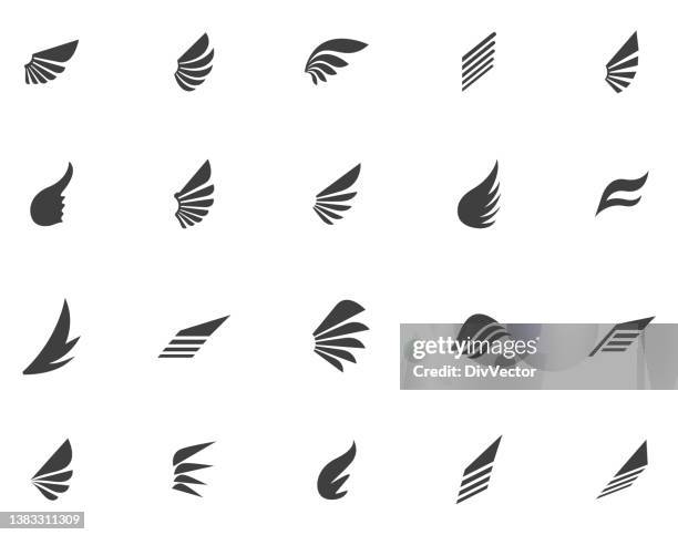 stockillustraties, clipart, cartoons en iconen met wings icon set - vogel