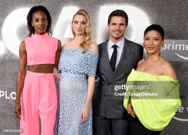 Zainab Johnson, Allegra Edwards, Robbie Amell, and Andy Allo attend the Amazon Prime Video's "Upload" Season 2 Premiere on March 08, 2022 in West...