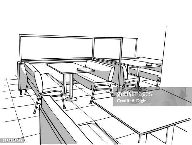 diner restaurant interior  sketch - restaurant interior stock illustrations