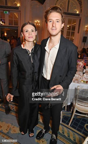 Ines de Clercq and Arthur Darvill attend The South Bank Sky Arts Awards 2023 at The Savoy Hotel on July 2, 2023 in London, England.