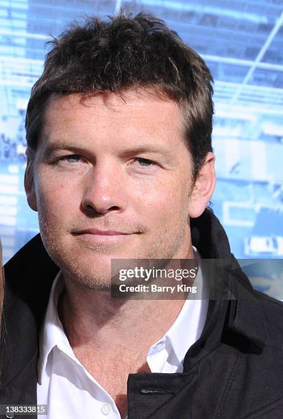 Actor Sam Worthington attends the premiere of "Man On A Ledge" at Grauman's Chinese Theatre on January 23, 2012 in Hollywood, California.