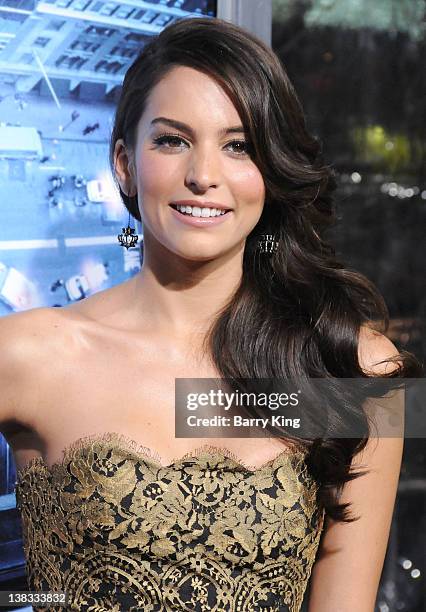 Actress Genesis Rodriguez attends the premiere of "Man On A Ledge" at Grauman's Chinese Theatre on January 23, 2012 in Hollywood, California.