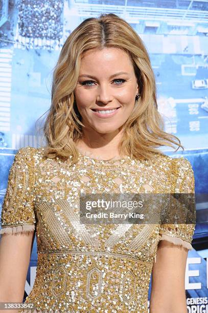 Actress Elizabeth Banks attends the premiere of "Man On A Ledge" at Grauman's Chinese Theatre on January 23, 2012 in Hollywood, California.