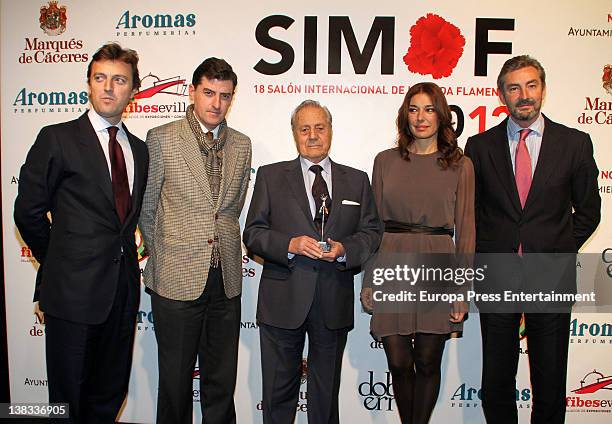 Raquel Revuelta , Raul Garcia 'El Tato' and Miguel Baez Espuny 'El litri' attend the presentation of flamenco collection during the SIMOF 2012 at...